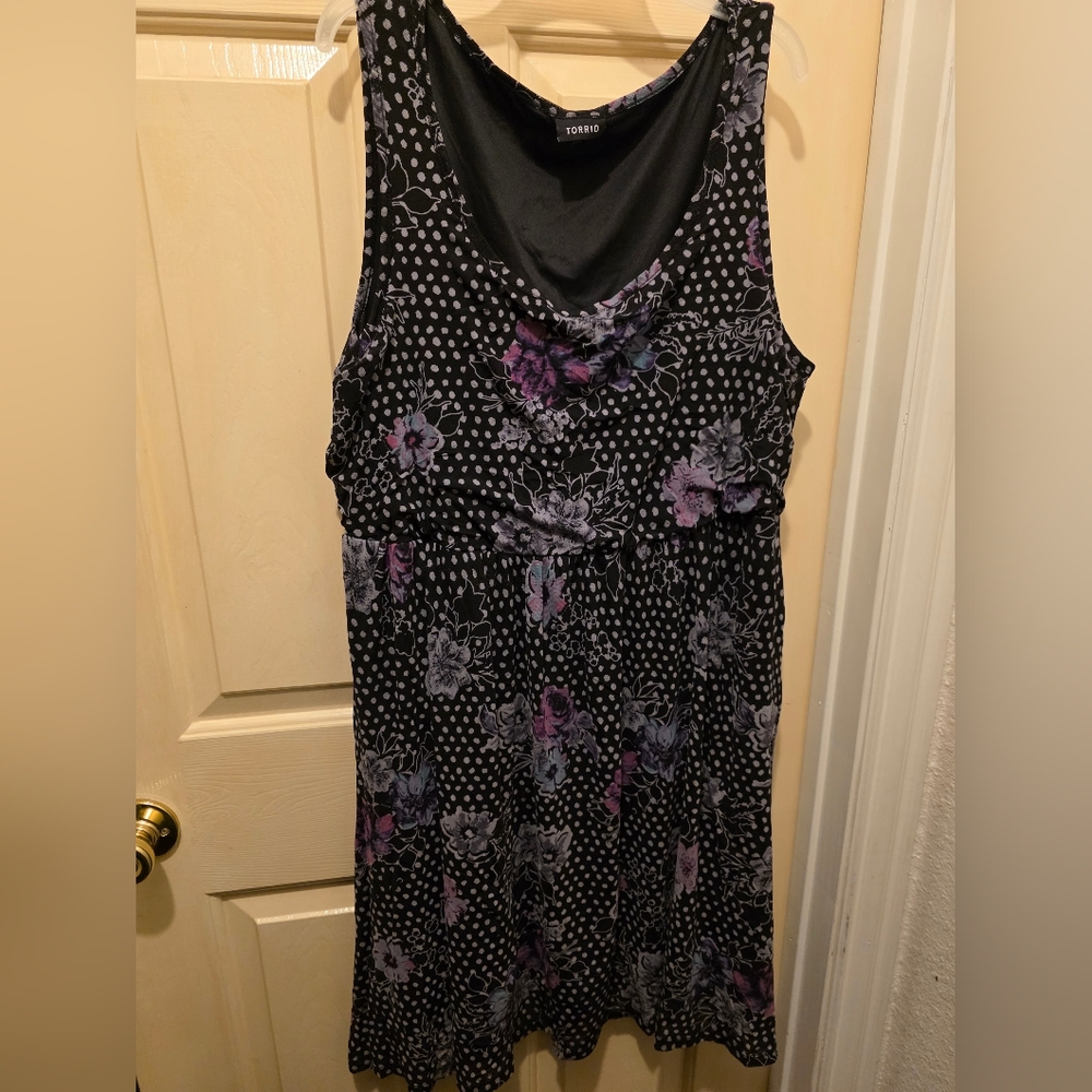 Torrid Black and Purple Floral Midi Dress